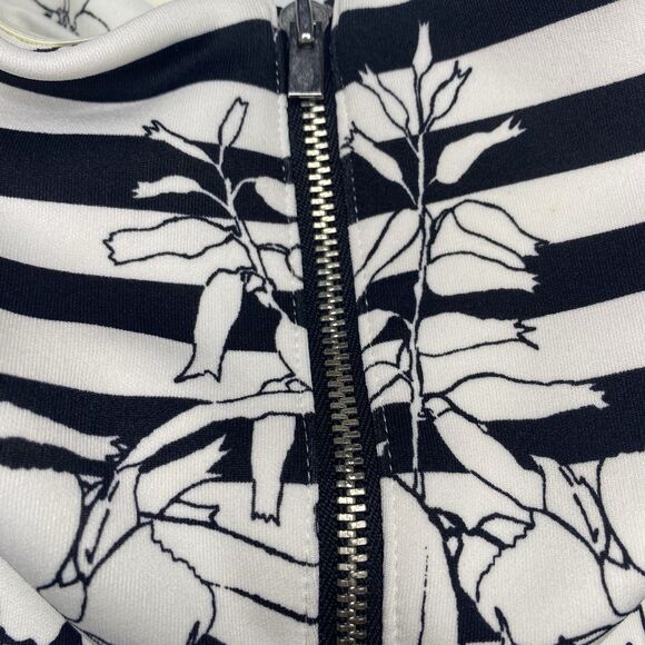 NWT EXPRESS Strapless Dress Pencil Stripe Floral Zip Stretch Women 8 Black White - Picture 4 of 14